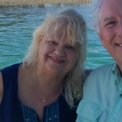 Mr. and Mrs. Steere enjoying their anniversary Miami bay boat tour